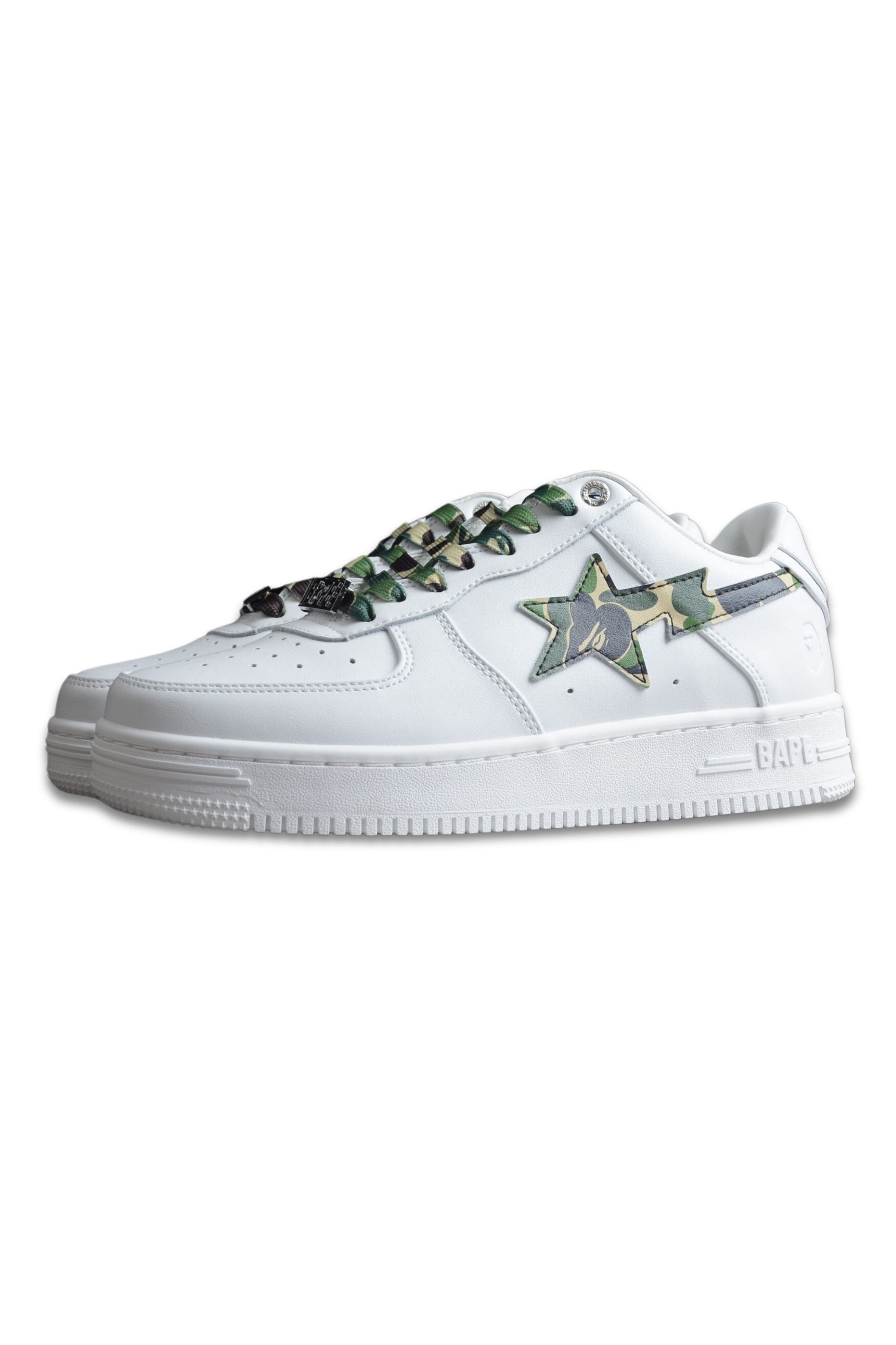 a bathing ape bape sta low white abc camo green